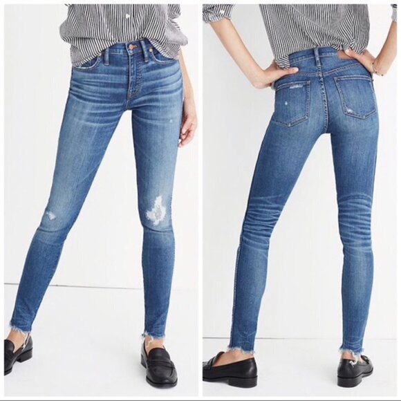 MADEWELL 9" High Rise Skinny Jeans Rip and Repair Edition Stretch Denim Allegra - Picture 1 of 10